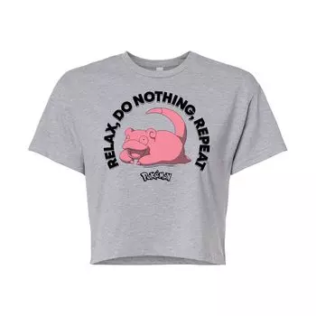 Укороченная футболка с рисунком Pokmon для юниоров «Расслабься, повтори» Licensed Character, серый