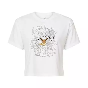 Укороченная футболка с рисунком Pokmon Eevee Group Evolution для юниоров Licensed Character, белый