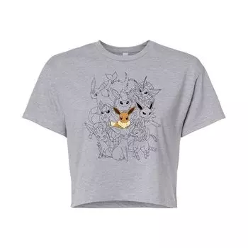 Укороченная футболка с рисунком Pokmon Eevee Group Evolution для юниоров Licensed Character, серый