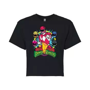 Укороченная футболка с рисунком Power Rangers для юниоров Red Ranger Licensed Character, черный