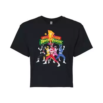 Укороченная футболка с рисунком Power Rangers для юниоров в стиле ретро Rangers Licensed Character, черный