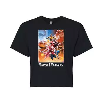 Укороченная футболка с рисунком Power Rangers для юниоров в стиле ретро Rangers Licensed Character, черный