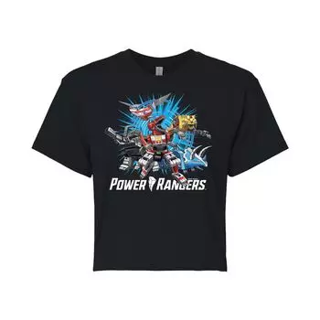 Укороченная футболка с рисунком Power Rangers Zords для юниоров Licensed Character, черный