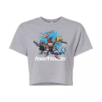 Укороченная футболка с рисунком Power Rangers Zords для юниоров Licensed Character, серый