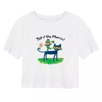 Укороченная футболка с рисунком PTC Leprechaun Pete для юниоров Pete The Cat