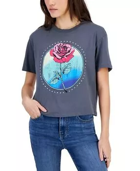 Укороченная футболка с рисунком Rose Crewneck Rebellious One, серый