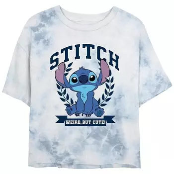 Укороченная футболка с рисунком Stitch Crest для детей Disney's Lilo & Stitch Weird But Cute Stitch Crest Junior, цвет White Blue