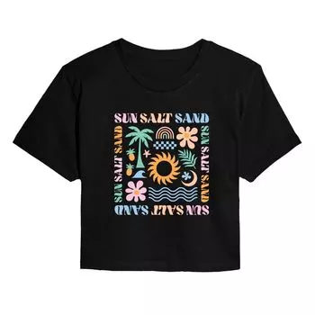 Укороченная футболка с рисунком Sun Salt Sand Icons для юниоров Licensed Character