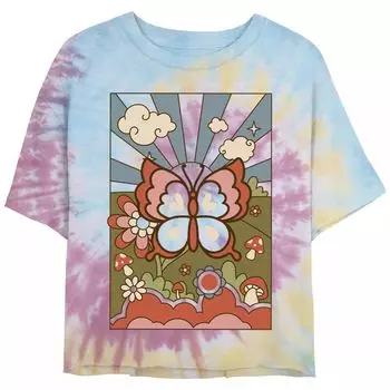 Укороченная футболка с рисунком Tie Dye для подростков Colorful Paradise Butterfly Spiral Tie Dye
