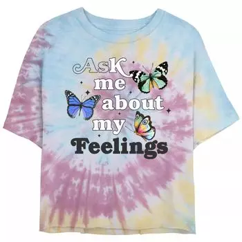 Укороченная футболка с рисунком Tie Dye для юниоров Ask Me About My Feelings