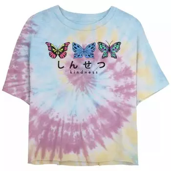 Укороченная футболка с рисунком Tie Dye Juniors' Kindness Butterflies