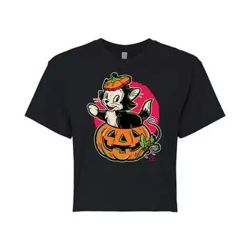 Укороченная футболка с рисунком тыквы Disney 100 Juniors Figaro Licensed Character