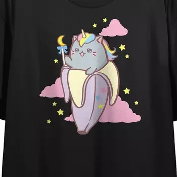 Укороченная футболка с рисунком Unicorn Bananya для юниоров Licensed Character, черный