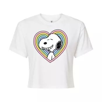 Укороченная футболка с рисунком в форме сердца Peanuts Snoopy для детей Juniors Licensed Character, белый