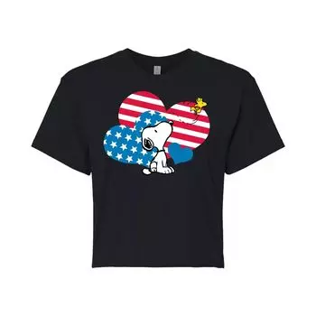Укороченная футболка с рисунком в виде сердечек для детей Peanuts Licensed Character, черный