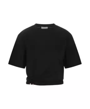 Укороченная футболка S с золотым кольцом Paco Rabanne, черный