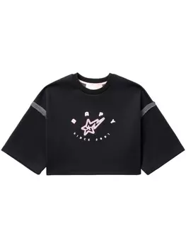 Укороченная футболка с вышитым логотипом BAPY BY *A BATHING APE, черный