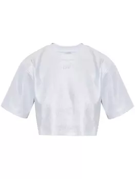 Укороченная футболка с вышитым логотипом Off-White, белый