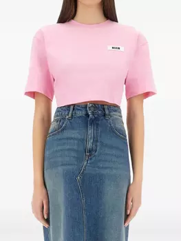 Укороченная футболка с завязками MSGM, розовый