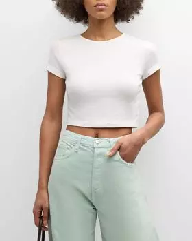 Укороченная футболка Savannah с круглым вырезом AGOLDE, цвет White