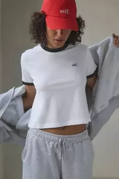 Укороченная футболка Self., белый