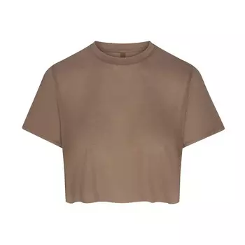 Укороченная футболка SKIMS, цвет truffle