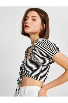 Укороченная футболка со сборками Koton, черный