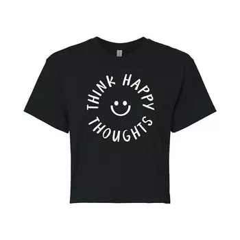 Укороченная футболка со смайликом для юниоров "Think Happy Thoughts" Licensed Character, черный