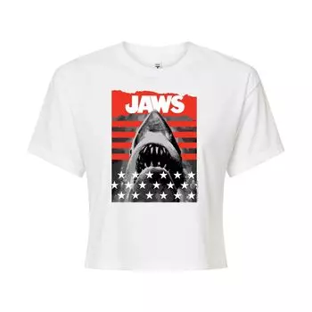 Укороченная футболка со звездами и полосками Juniors' Jaws Licensed Character, белый
