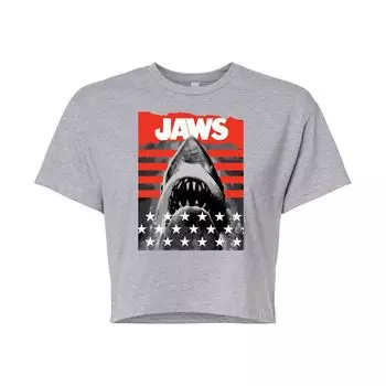 Укороченная футболка со звездами и полосками Juniors' Jaws Licensed Character, серый