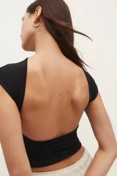 Укороченная футболка Stradivarius, черный