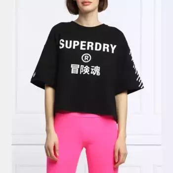 Укороченная футболка Superdry, черный