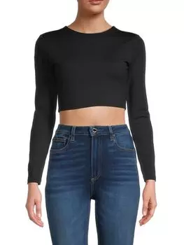 Укороченная футболка Susana Monaco с длинными рукавами, чёрный