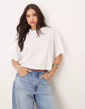 Укороченная футболка свободного кроя ASOS DESIGN белого цвета