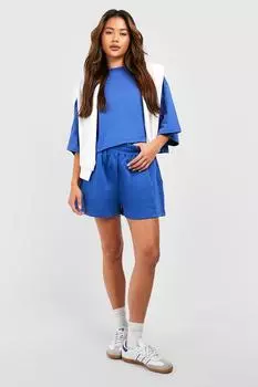Укороченная футболка свободного кроя и короткий комплект boohoo, синий