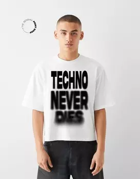 Укороченная футболка свободного кроя с коротким рукавом Bershka, белый