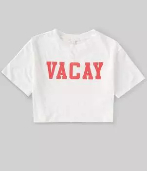 Укороченная футболка свободного кроя с рисунком GB Big Girls 7–16 с короткими рукавами, белый