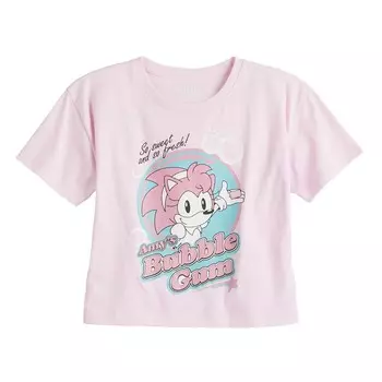 Укороченная футболка свободного кроя с рисунком «Sonic the Hedgehog Amy's Bubble Gum» для девочек 7–16 лет Licensed Character, розовый