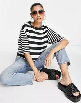 Укороченная футболка свободного кроя в полоску ASOS DESIGN ASOS DESIGN