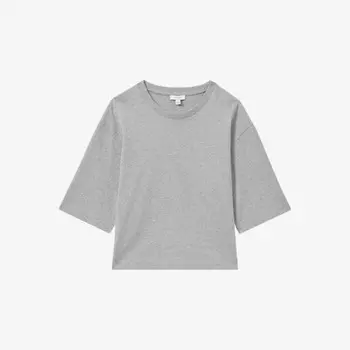 Укороченная футболка свободного покроя из хлопка Cassie Reiss, серый