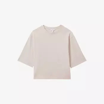 Укороченная футболка свободного покроя из хлопка Cassie Reiss, серый