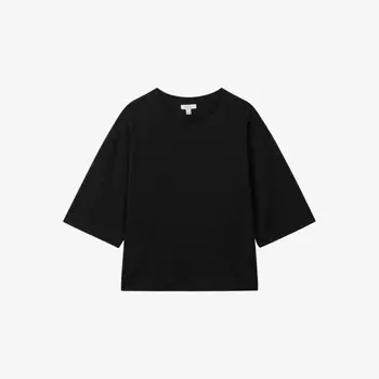 Укороченная футболка свободного покроя из хлопка Cassie Reiss, черный