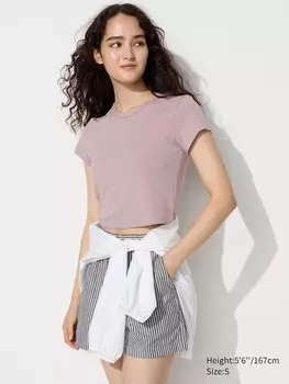 Укороченная футболка ultra stretch airism Uniqlo, розовый