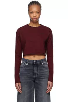 Укороченная футболка в черно-красную полоску We11done