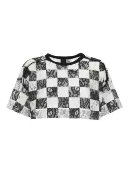 Укороченная футболка в клетку PINKO, белый