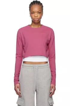 Укороченная футболка в розовую полоску We11done