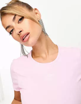 Укороченная футболка в рубчик adidas Originals Essential Orchid Fusion