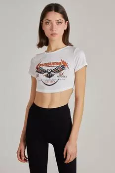 Укороченная футболка в рубчик Pink Vanilla, белый