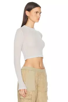 Укороченная футболка в рубчик с длинными рукавами JOHN ELLIOTT, цвет Sky