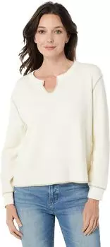 Укороченная футболка вафельного цвета с разрезом Madewell, цвет Antique Cream